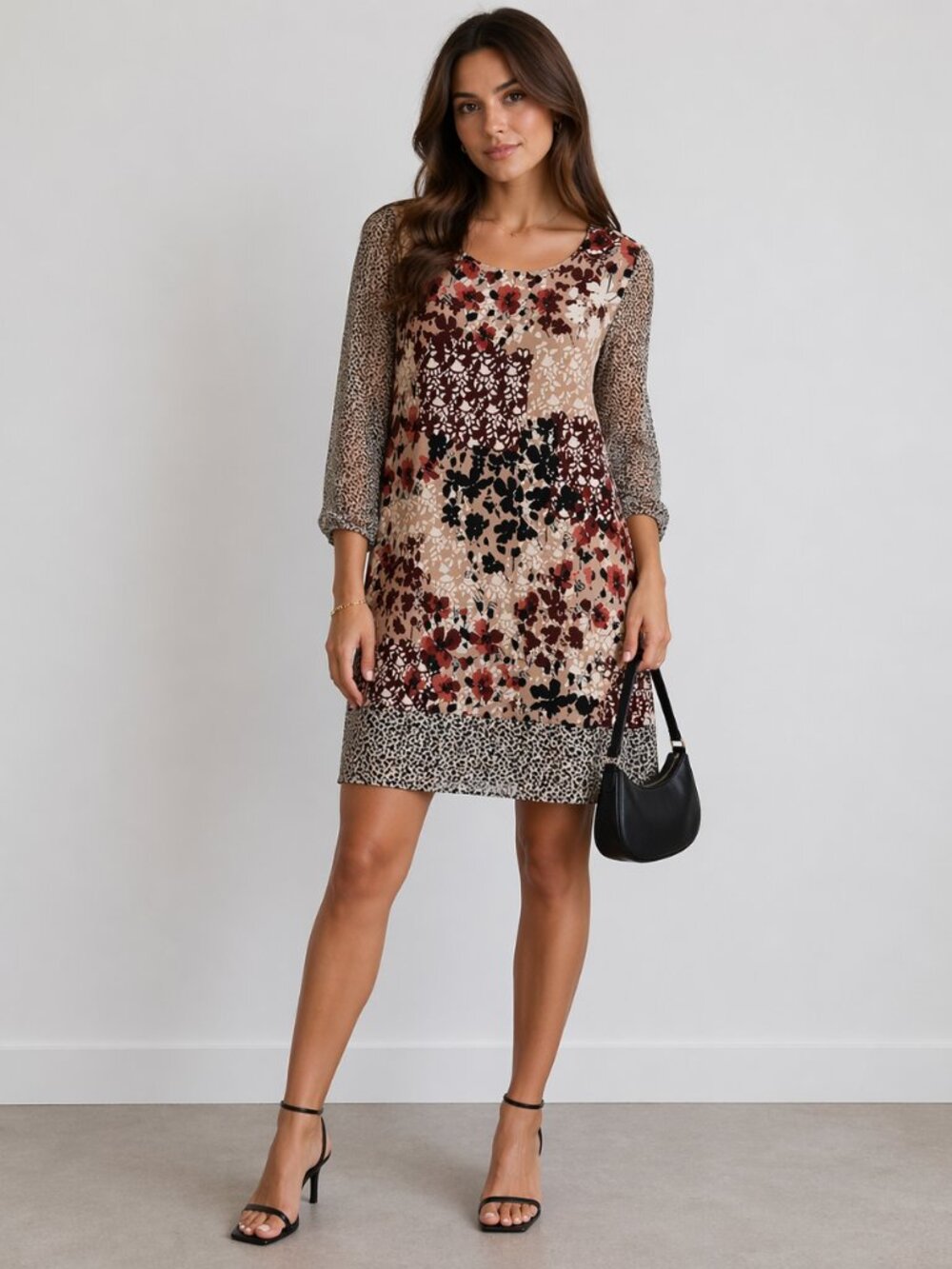 Karl Lagerfeld Floral Animal Print Sheath Dress Cocktail Women 12 Designer